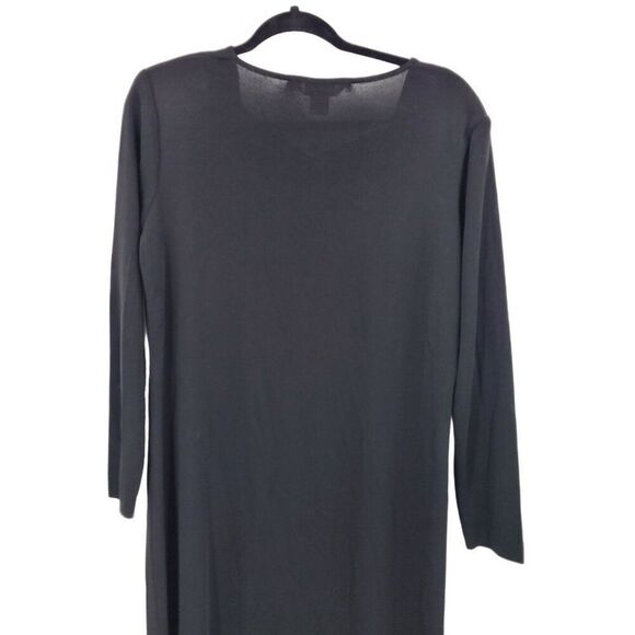 Vintage 80s Misook Black Knit Maxi Dress Rhinestone Buttons XL Modest Lagenlook - Picture 11 of 13